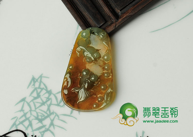 冰种黄翡缅甸翡翠金玉满堂挂件