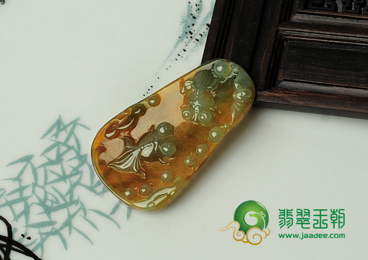 冰种黄翡缅甸翡翠金玉满堂挂件
