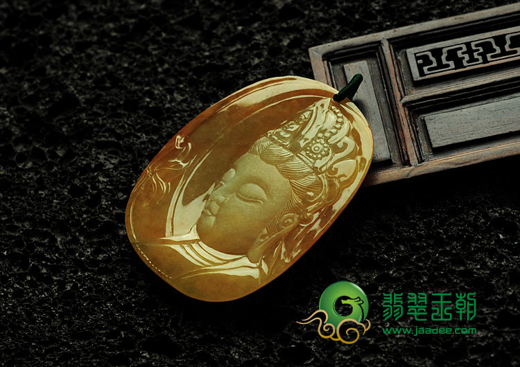糯冰种红黄翡缅甸翡翠普贤菩萨挂件