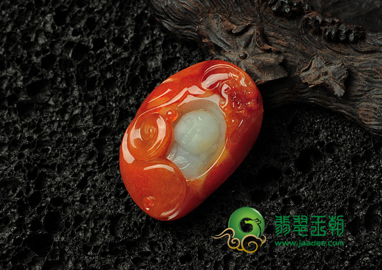 糯冰种红黄翡缅甸翡翠望子成龙挂件