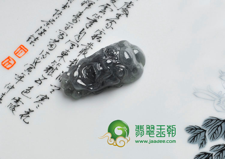 (超值推荐)山水墨种缅甸翡翠罗汉头挂件