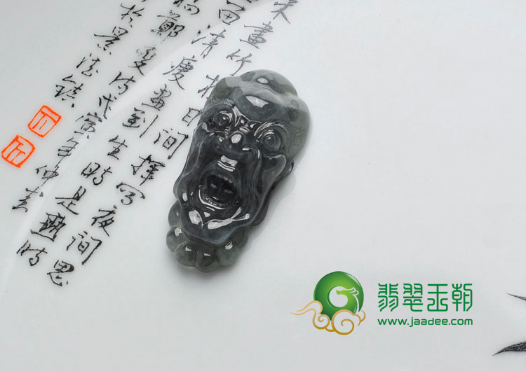 (超值推荐)山水墨种缅甸翡翠罗汉头挂件