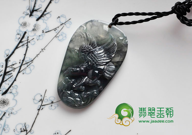 山水墨种缅甸翡翠大展宏图挂件