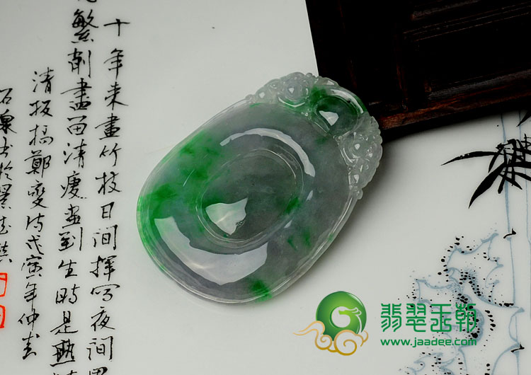 糯冰种春带彩缅甸翡翠福在眼前挂件（单价）