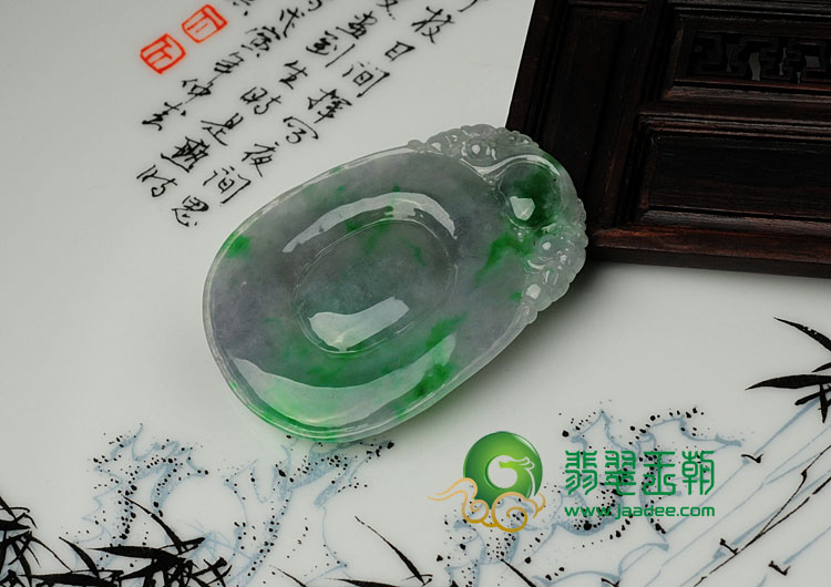 糯冰种春带彩缅甸翡翠福在眼前挂件（单价）