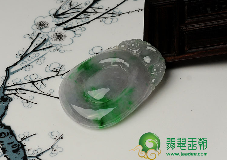 糯冰种春带彩缅甸翡翠福在眼前挂件（单价）