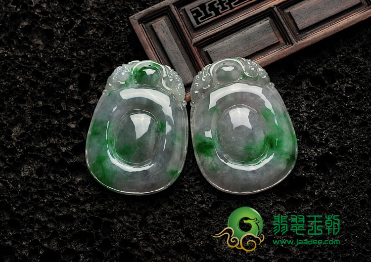 糯冰种春带彩缅甸翡翠福在眼前挂件（单价）