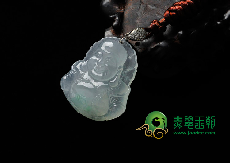 冰种晴水略飘花缅甸翡翠玉佛挂件