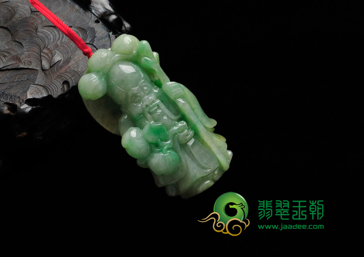 糯冰种翠色缅甸翡翠寿星挂件