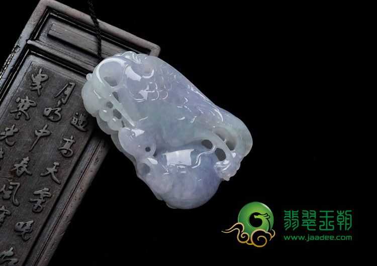糯冰种紫罗兰略带翠缅甸翡翠一路连科挂件