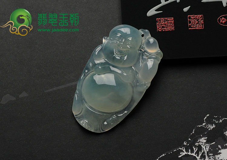 冰种晴水缅甸翡翠逍遥佛挂件