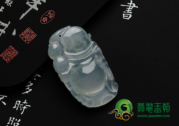 冰玻种晴水缅甸翡翠逍遥佛挂件
