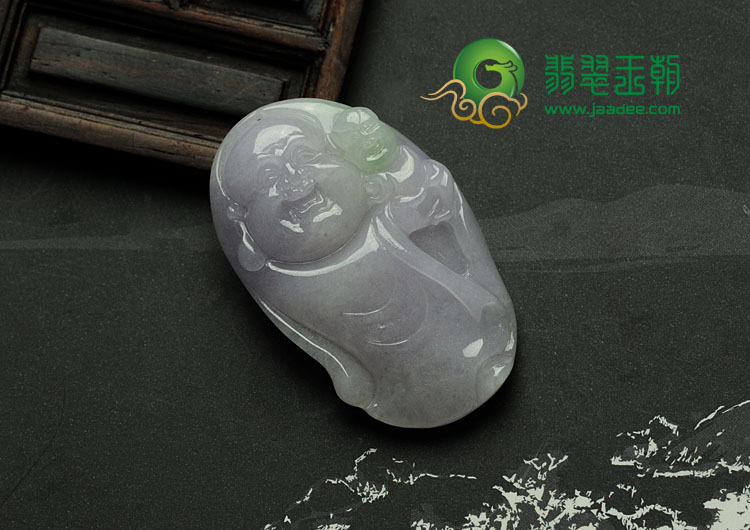 糯冰种春带彩缅甸翡翠送子玉佛挂件
