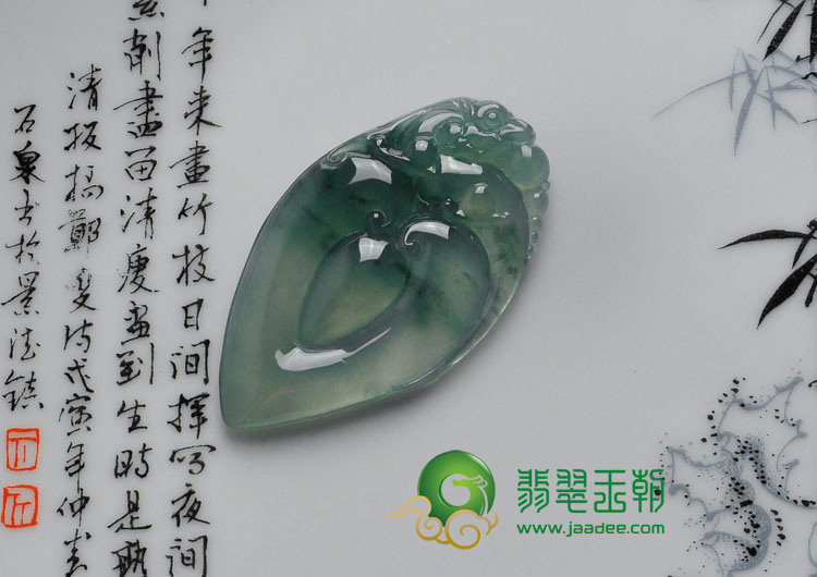 冰种飘花缅甸翡翠福在眼前挂件