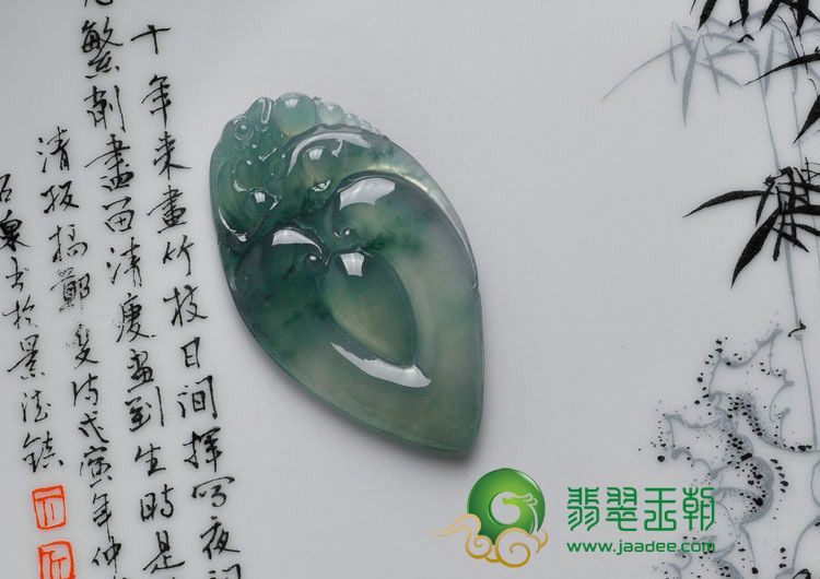 冰种飘花缅甸翡翠福在眼前挂件