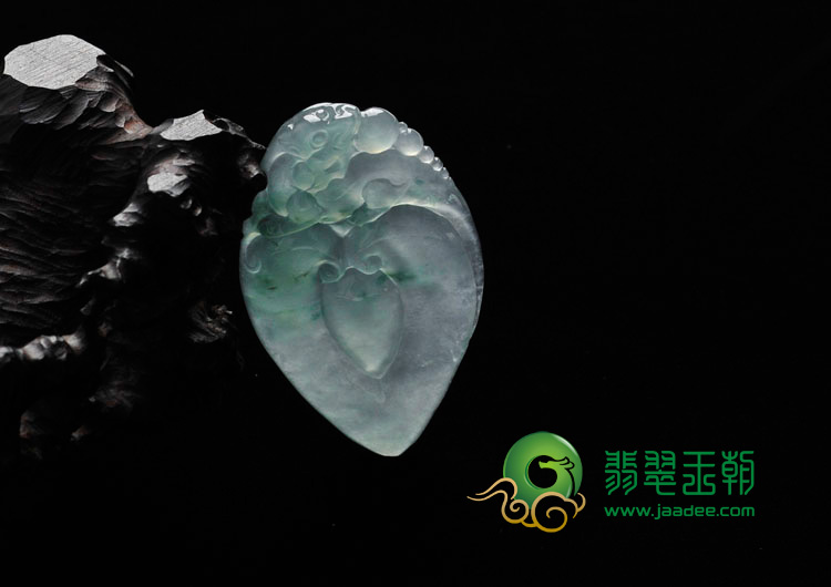 冰种飘花缅甸翡翠福在眼前挂件