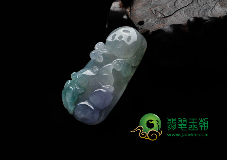 冰种晴水紫罗兰缅甸翡翠玉鼠吸财挂件
