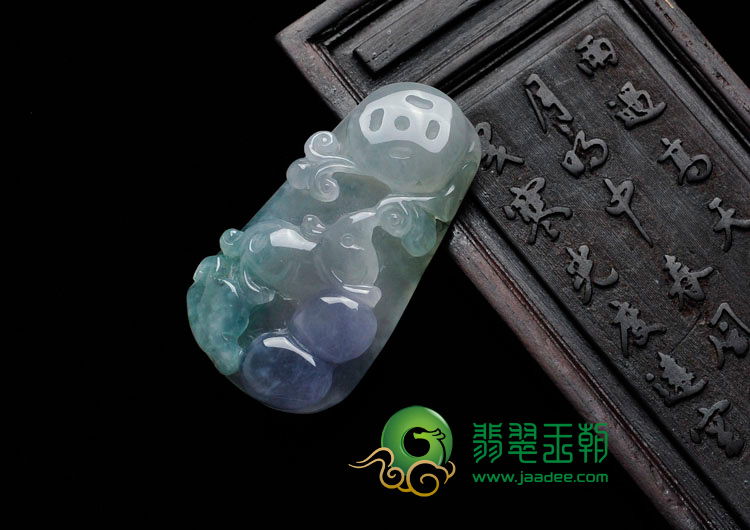 冰种晴水紫罗兰缅甸翡翠玉鼠吸财挂件