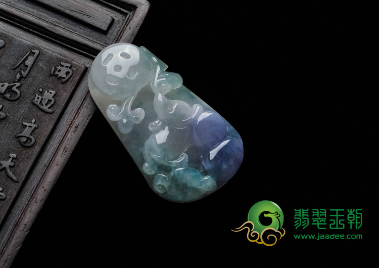 冰种晴水紫罗兰缅甸翡翠玉鼠吸财挂件