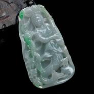 糯冰种飘翠缅甸翡翠美人鱼挂件
