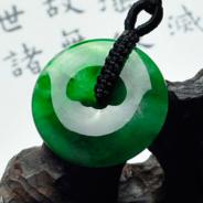 冰种阳绿缅甸翡翠平安扣挂件