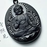 细糯种墨翠缅甸翡翠如来佛祖挂件
