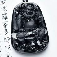 细糯种墨翠缅甸翡翠钟馗挂件