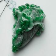 糯冰种翠绿满绿缅甸翡翠白菜挂件