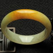 feicui糯冰种黄翡缅甸翡翠手镯（55.9mm）