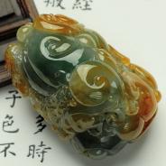 糯冰种晴水黄翡缅甸翡翠龙行如意挂件