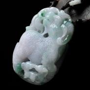 糯冰种晴水带春色缅甸翡翠三羊开泰手玩件