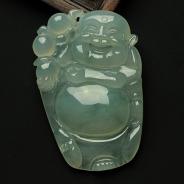冰种晴水缅甸翡翠逍遥佛挂件
