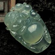 冰种晴水缅甸翡翠逍遥佛挂件