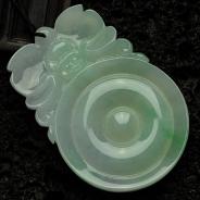 糯冰种晴水缅甸翡翠福在眼前挂件