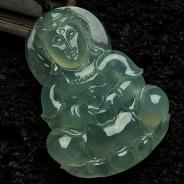 冰种晴水缅甸翡翠观音挂件