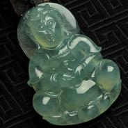 冰种晴水缅甸翡翠观音挂件