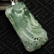 冰种晴水缅甸翡翠人生如意挂件