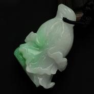 细糯种白底青缅甸翡翠白菜挂件