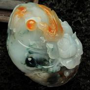 糯冰种三彩缅甸翡翠富贵双喜挂件