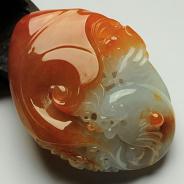 糯冰种红黄翡缅甸翡翠英明神武挂件