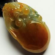 糯冰种黄翡飘花缅甸翡翠龙行天下挂件