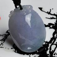 糯冰种淡紫罗兰缅甸翡翠寿桃挂件