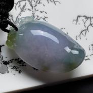 糯冰种三彩缅甸翡翠寿桃挂件