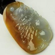 冰种红黄翡缅甸翡翠狼头挂件