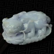 糯冰种紫罗兰缅甸翡翠貔貅手玩件