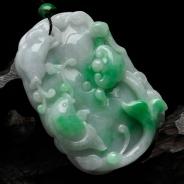 细糯种翠色缅甸翡翠年年有余挂件