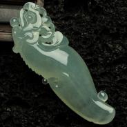 冰种晴水缅甸翡翠仿古龙挂件