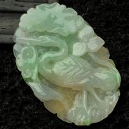 糯冰种淡三彩缅甸翡翠一路连科挂件