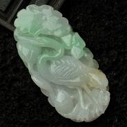 糯冰种淡三彩缅甸翡翠一路连科挂件