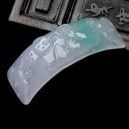 糯冰种春带彩缅甸翡翠富贵吉祥挂件/手环片
